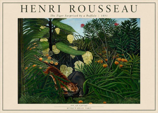 Rousseau The Tiger Surprised by a Buffalo No2 - Plakát