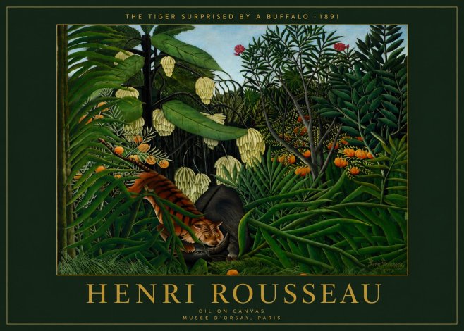 Rousseau The Tiger Surprised by a Buffalo No4 - Plakát