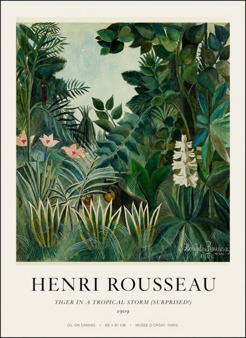 Rousseau Tiger in a Tropical Storm (Surprised!) No1 - Plakát