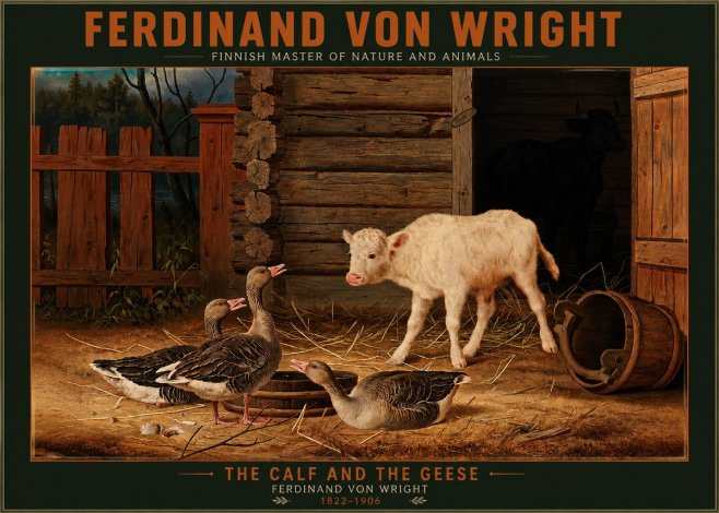 Ferdinand von Wright The Calf and the Geese No2 - Plakát