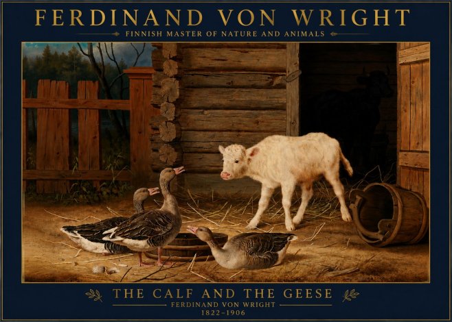 Ferdinand von Wright The Calf and the Geese No4 - Plakát