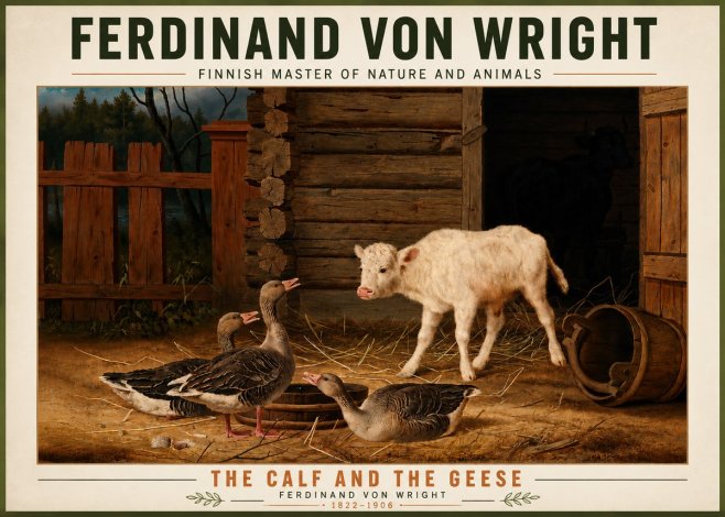 Ferdinand von Wright The Calf and the Geese No5 - Plakát