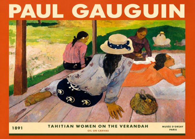 Paul Gauguin Tahitian Women on the Verandah No3 - Plakát