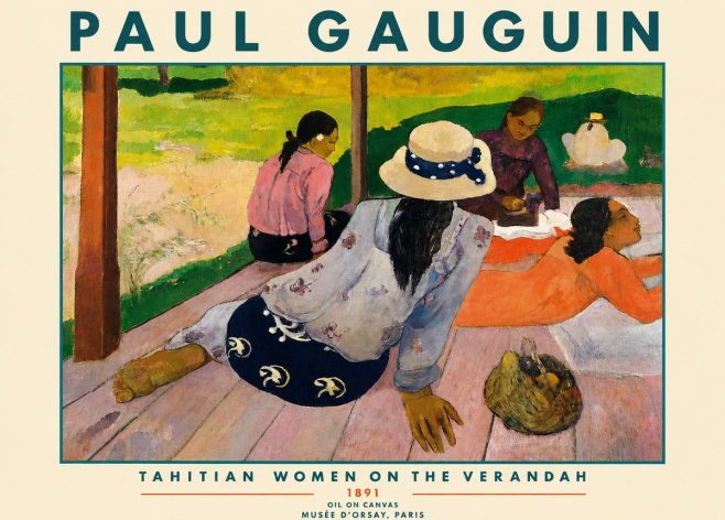 Paul Gauguin Tahitian Women on the Verandah No4 - Plakát