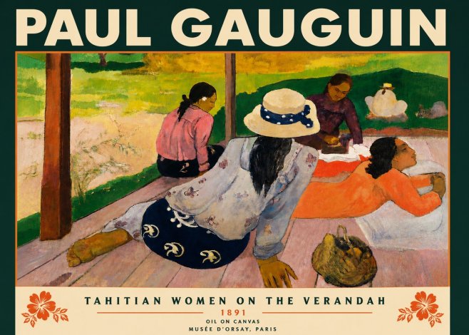 Paul Gauguin Tahitian Women on the Verandah No6 - Plakát