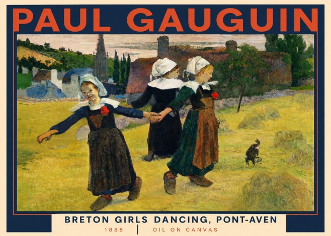 Paul Gauguin Breton Girls Dancing, Pont-aven No3 - Plakát