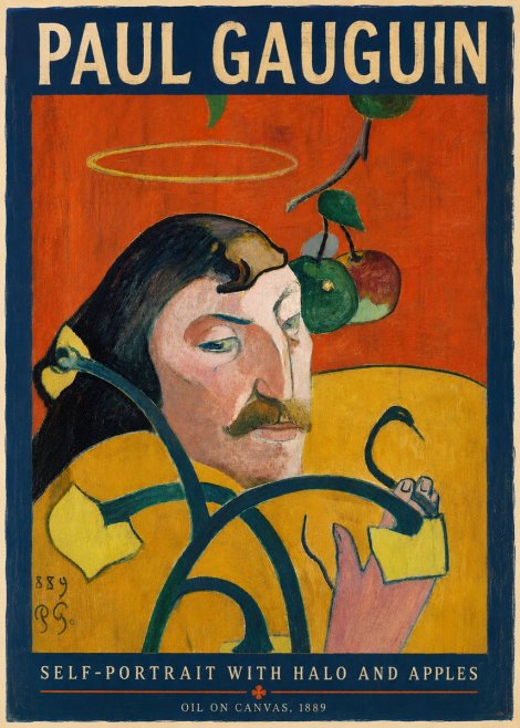 Paul Gauguin Self-portrait with Halo and Apples No4 - Plakát