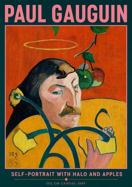 Paul Gauguin Self-portrait with Halo and Apples No5 - Plakát
