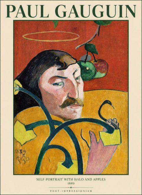Paul Gauguin Self-portrait with Halo and Apples No6 - Plakát