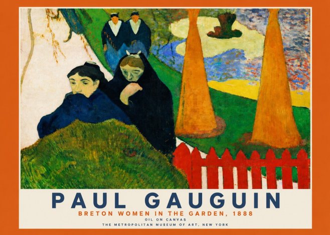Paul Gauguin Breton Women in the Garden, 1888 No2 - Plakát