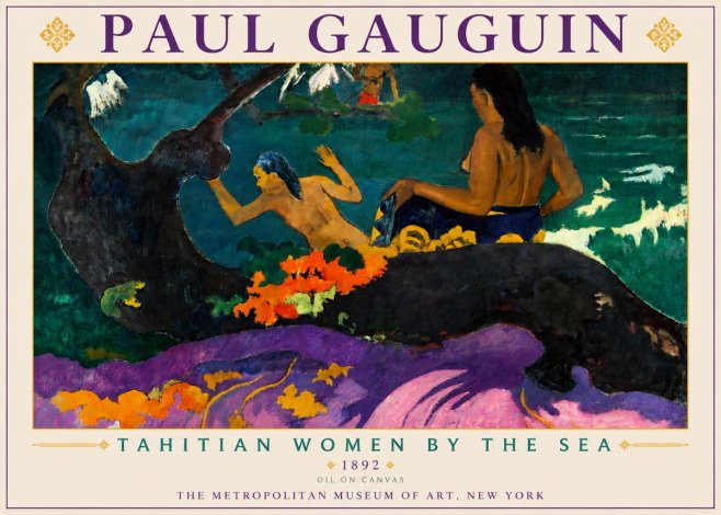Paul Gauguin Tahitian Women by the Sea No6 - Plakát