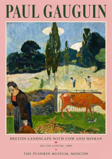 Paul Gauguin Breton Landscape with Cow and Woman No4 - Plakát