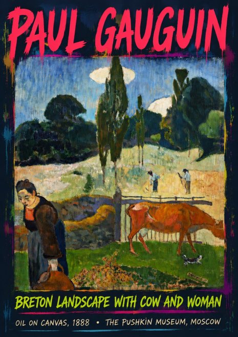 Paul Gauguin Breton Landscape with Cow and Woman No6 - Plakát