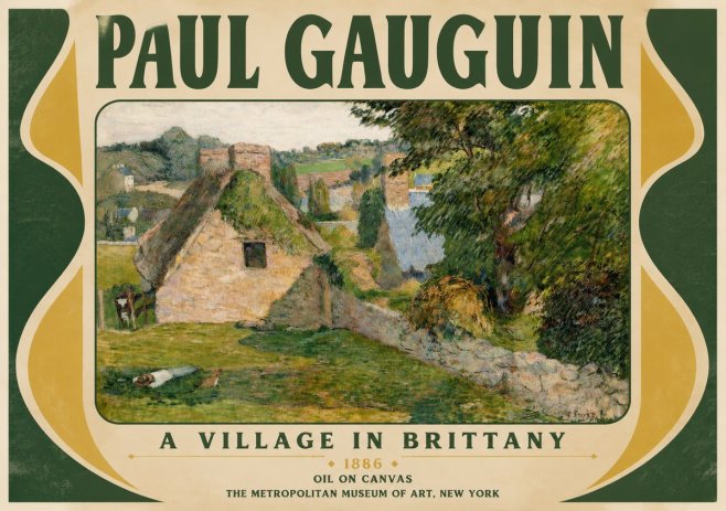 Paul Gauguin A Village in Brittany No3 - Plakát