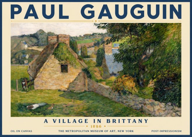 Paul Gauguin A Village in Brittany No5 - Plakát