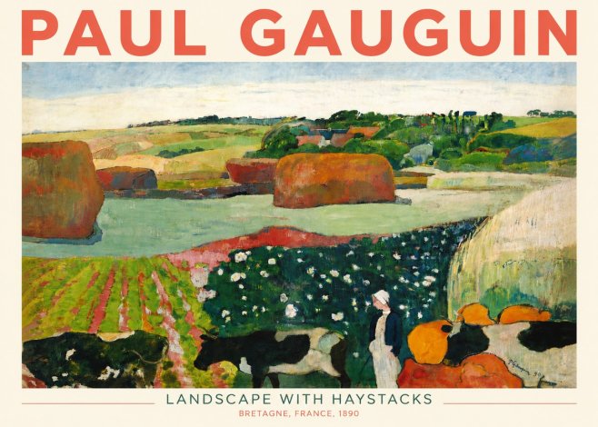 Paul Gauguin Landscape with Haystacks No4 - Plakát