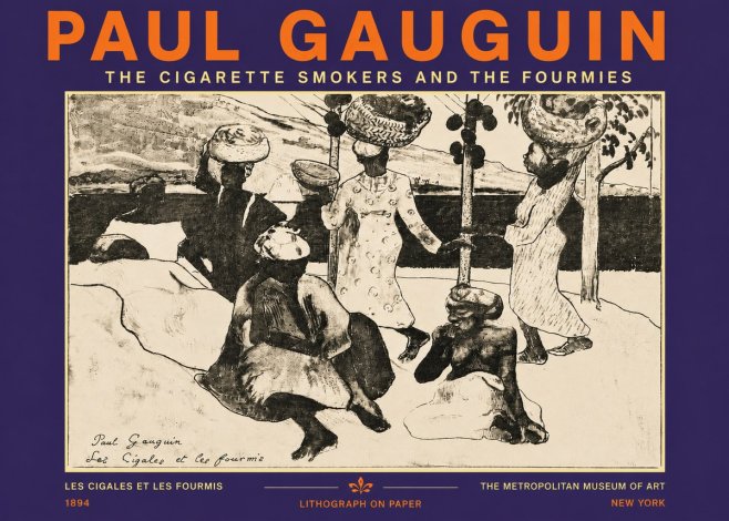 Paul Gauguin The Cigarette Smokers and the Fourmies No5 - Plakát