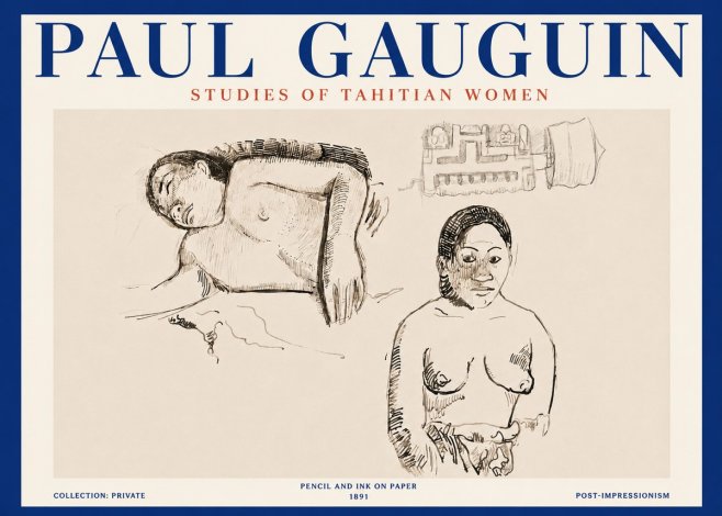 Paul Gauguin Studies of Tahitian Women No4 - Plakát