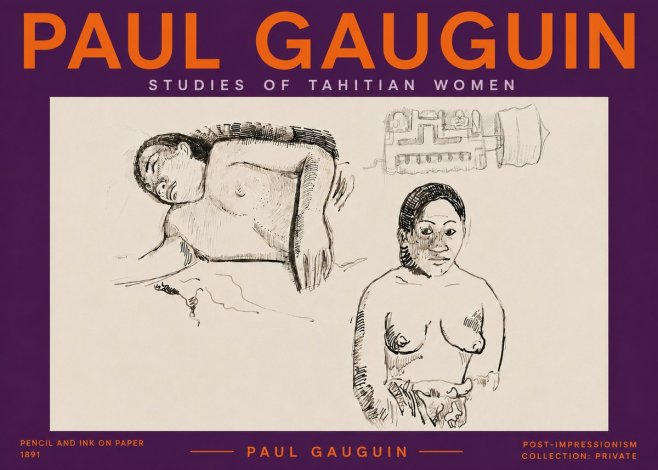 Paul Gauguin Studies of Tahitian Women No5 - Plakát