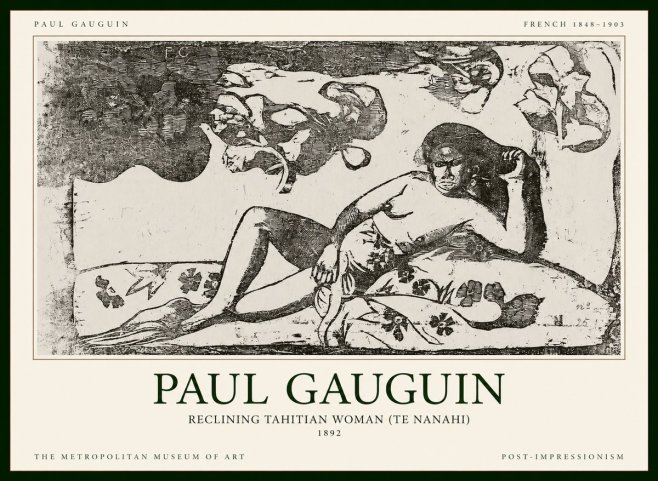 Paul Gauguin Reclining Tahitian Woman (Te Nanahi) No1 - Plakát