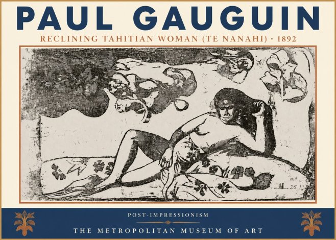 Paul Gauguin Reclining Tahitian Woman (Te Nanahi) No3 - Plakát