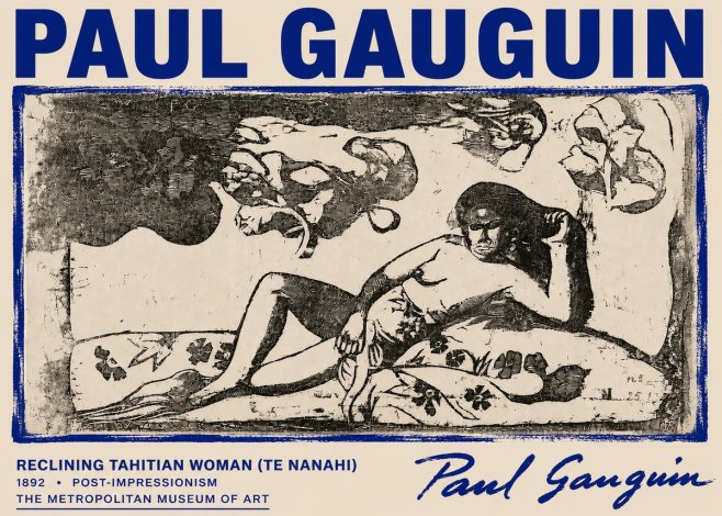 Paul Gauguin Reclining Tahitian Woman (Te Nanahi) No6 - Plakát