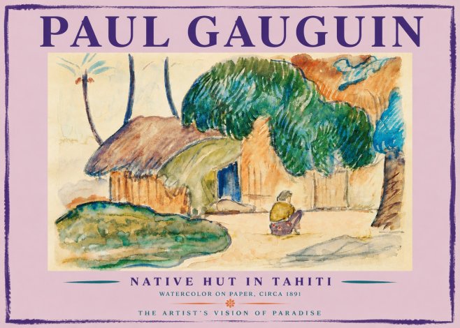 Paul Gauguin Native Hut in Tahiti No5 - Plakát