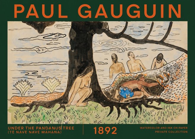 Paul Gauguin Under the Pandanus Tree (Te Nave Nave Mahana) No2 - Plakát