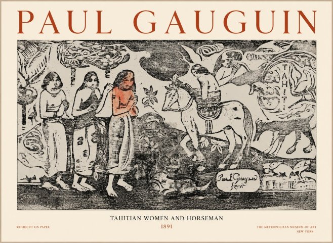 Paul Gauguin Tahitian Women and Horseman No1 - Plakát