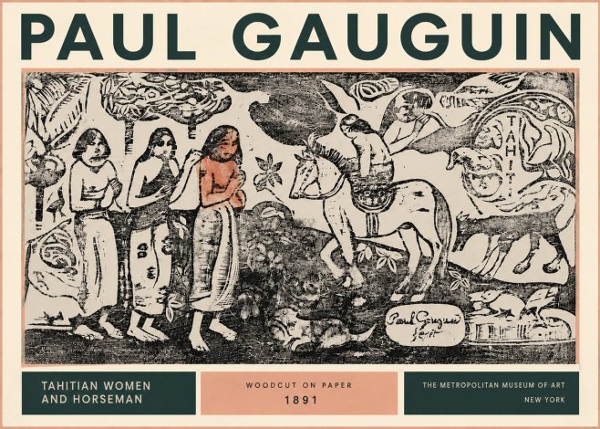Paul Gauguin Tahitian Women and Horseman No4 - Plakát
