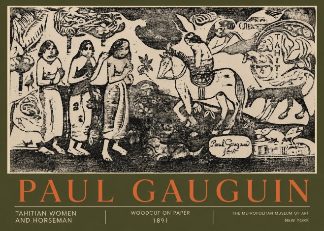 Paul Gauguin Tahitian Women and Horseman No5 - Plakát