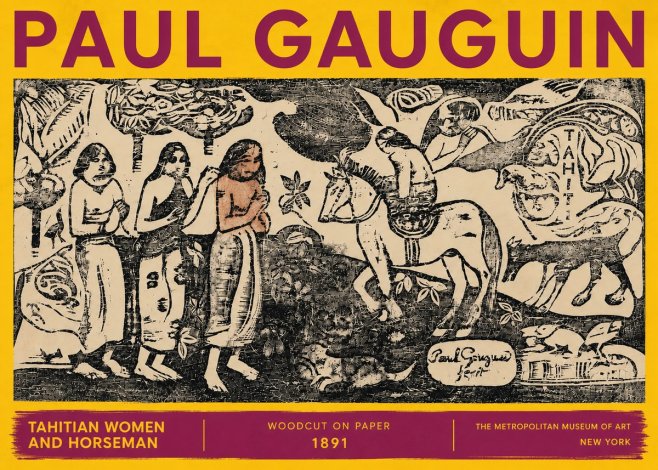 Paul Gauguin Tahitian Women and Horseman No6 - Plakát