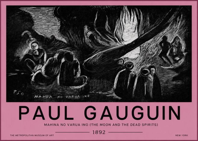 Paul Gauguin Mahina No Varua Ino (the Moon and the Dead Spirits) No4 - Plakát