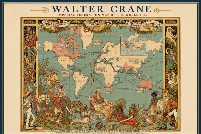 Walter Crane Imperial Federation Map of the World 1886 No2 - Plakát