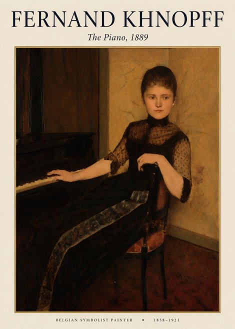Fernand Khnopff The Piano, 1889 No1 - Plakát
