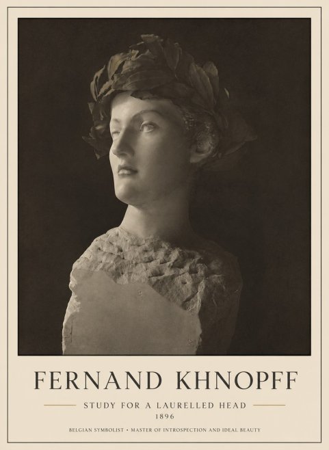 Fernand Khnopff Study for a Laurelled Head No1 - Plakát