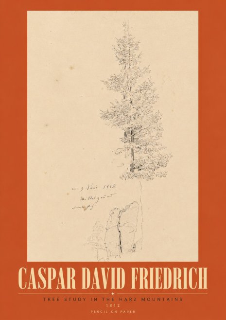 Caspar David Friedrich Tree Study in the Harz Mountains No3 - Plakát