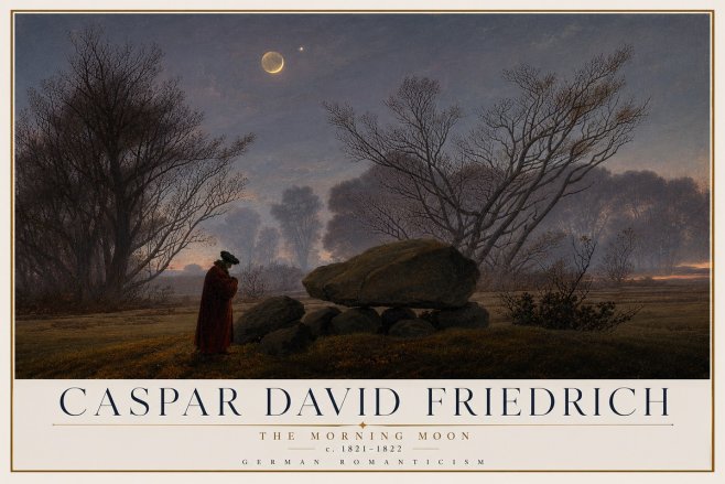 Caspar David Friedrich The Morning Moon No2 - Plakát