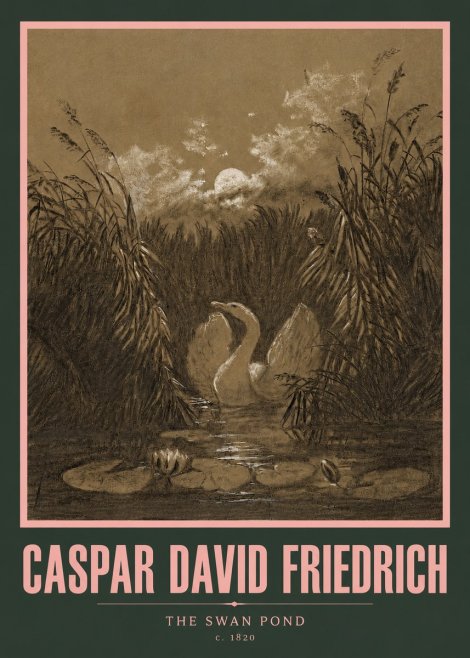 Caspar David Friedrich The Swan Pond No3 - Plakát