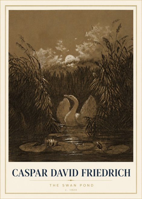 Caspar David Friedrich The Swan Pond No4 - Plakát