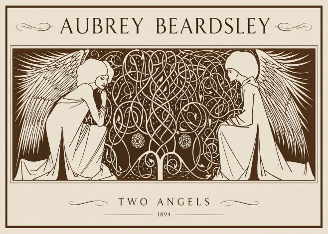 Aubrey Beardsley Two Angels No1 - Plakát