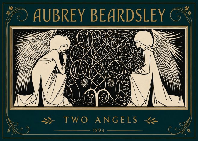 Aubrey Beardsley Two Angels No4 - Plakát