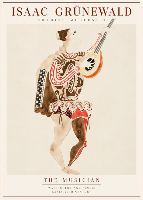 Isaac Grünewald The Lute Player No3 - Plakát