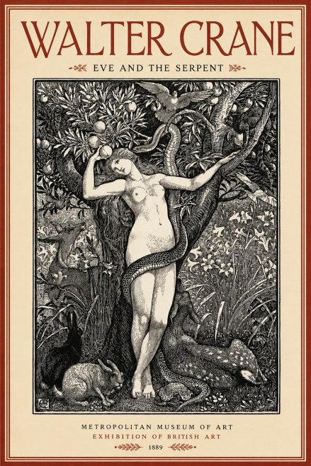 Walter Crane Eve and the Serpent No2 - Plakát