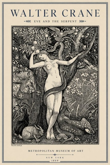 Walter Crane Eve and the Serpent No3 - Plakát