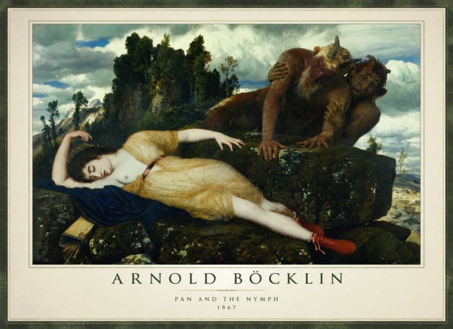 Arnold Böcklin Pan and the Nymph No1 - Plakát