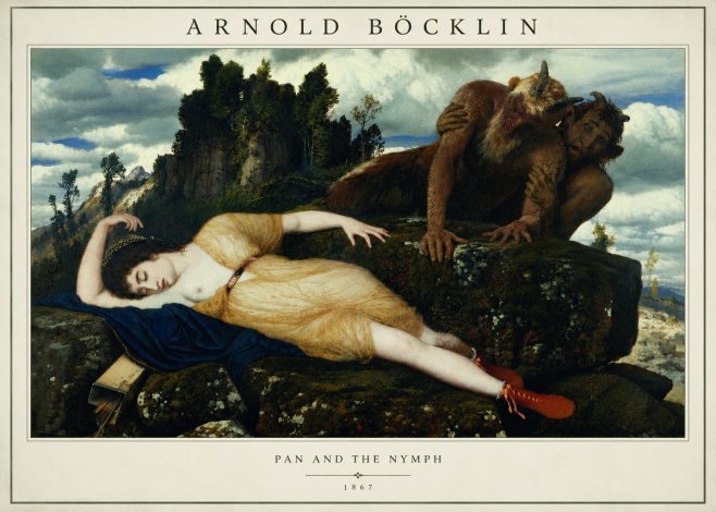 Arnold Böcklin Pan and the Nymph No2 - Plakát