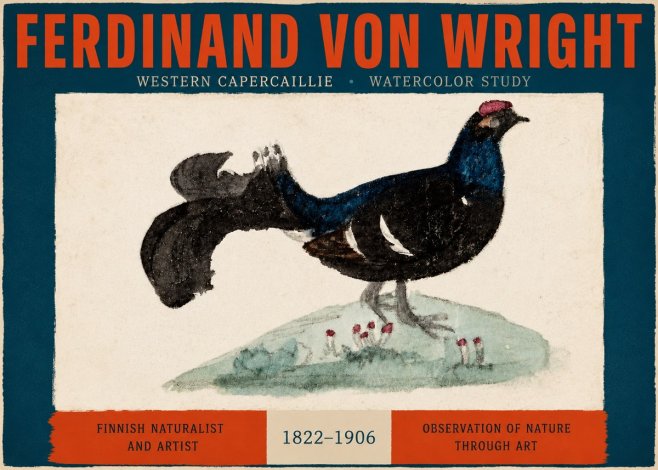 Ferdinand von Wright Western Capercaillie - Watercolor Study No2 - Plakát