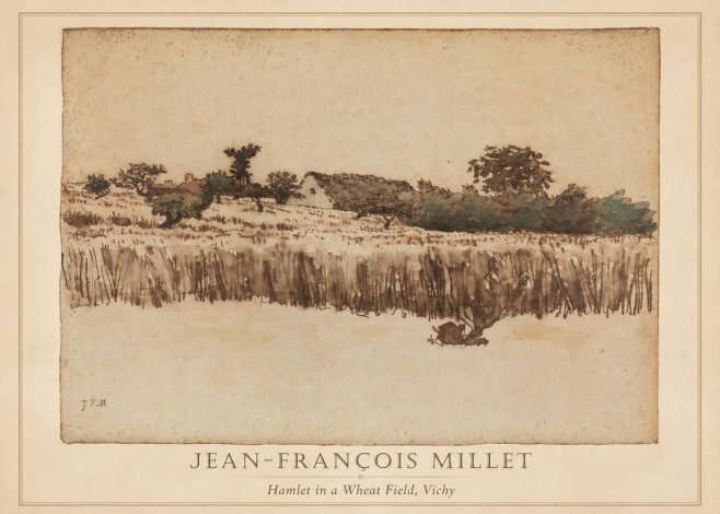Jean-François Millet Hamlet in a Wheat Field, Vichy No2 - Plakát