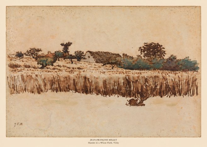 Jean-François Millet Hamlet in a Wheat Field, Vichy No5 - Plakát